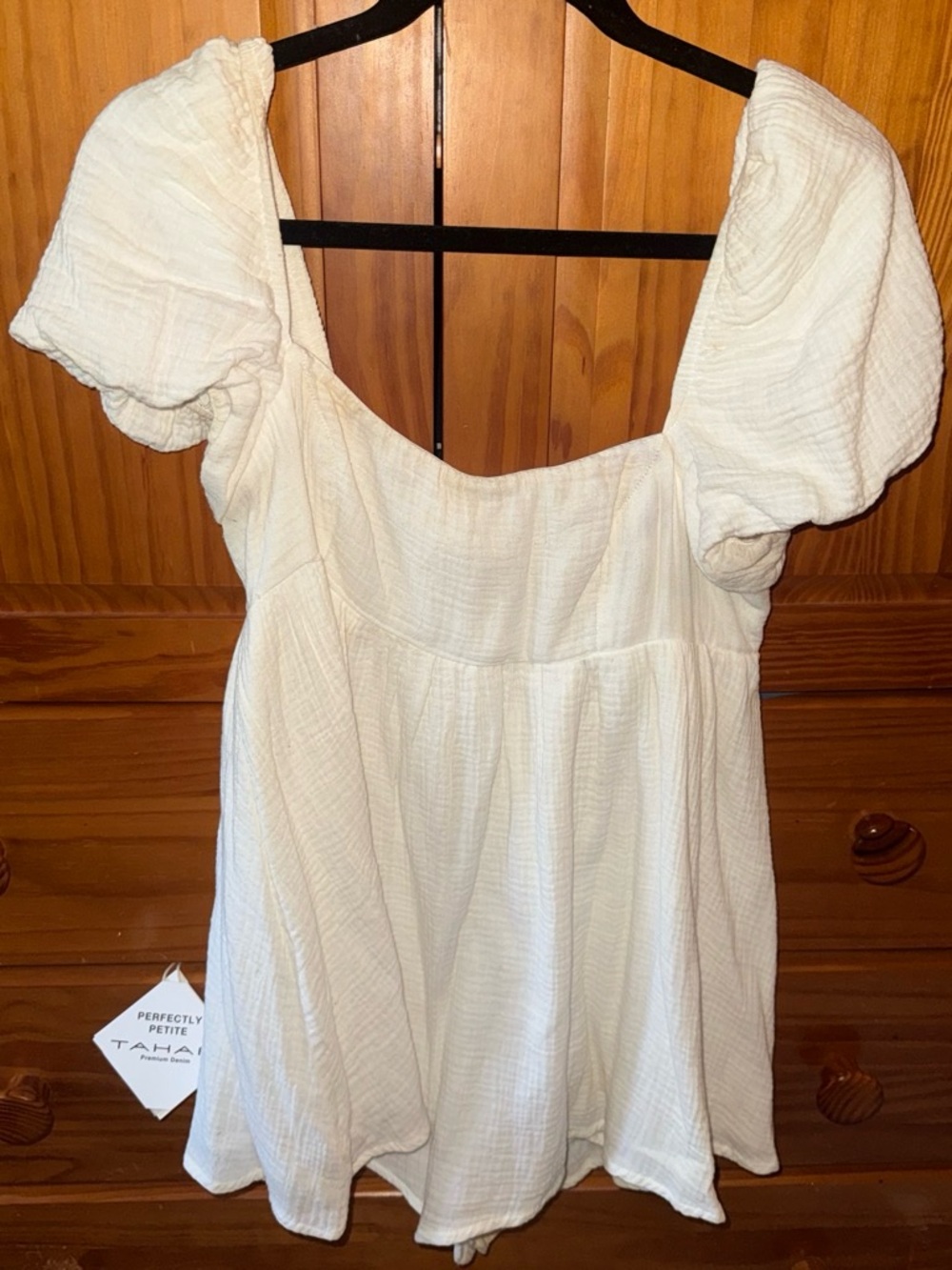 White Puff-Sleeve Women’s babydoll romper